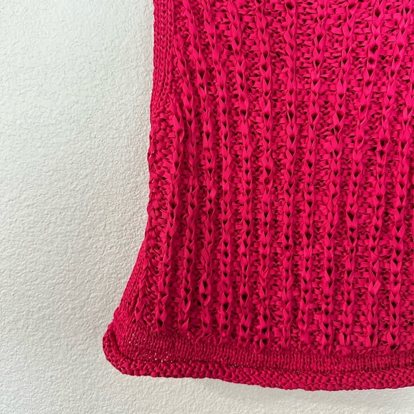 Anthropologie Moth Fuchsia Pink Cabled Knit Shell Sleeveless Sweater Tank Size M - Picture 4 of 8